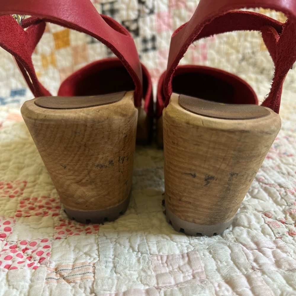 Red Leather Women's Mules & Clogs - Picture 7 of 7
